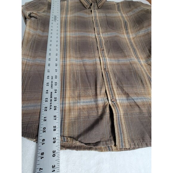 Prana Mens XXL Plaid Long Sleeve Button-Down Shirt Brown Organic Cotton Blend - Picture 7 of 7